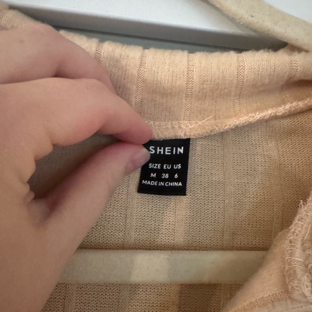 Beige Cream Ribbed Midi Dress - Picture 10 of 15